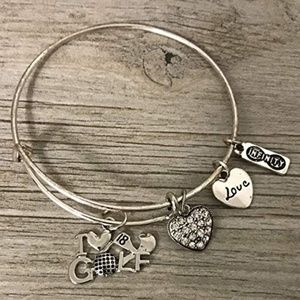 Handmade Golf Charm Bangle Bracelet, Golf Jewelry